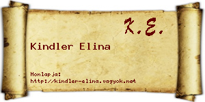 Kindler Elina névjegykártya